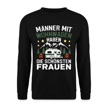 Männer mit Wohnwagen haben die schönsten Frauen - Unisex Pullover - Schwarz - Vorne - Alina (178cm) & Michal (187cm)