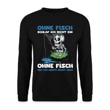 Ohne Fisch schlaf ich nicht ein | Angler - Unisex Pullover - Schwarz - Vorne - Alina (178cm) & Michal (187cm)