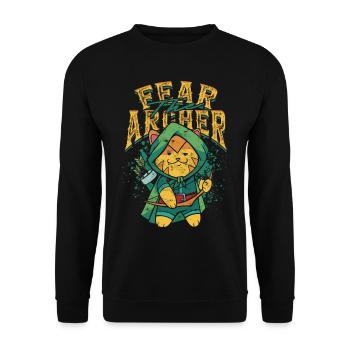 Bogenschießen Bogenschütze Fear the archer - Unisex Pullover - Schwarz - Vorne - Alina (178cm) & Michal (187cm)