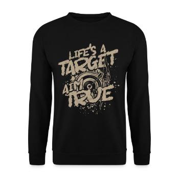 Archery Life's a target aim true - Unisex Sweatshirt - black - Front - Alina (178cm) & Michal (187cm)