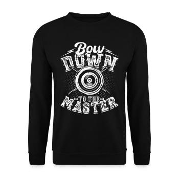 Bogenschießen Bow down to the master - Unisex Pullover - Schwarz - Vorne - Alina (178cm) & Michal (187cm)