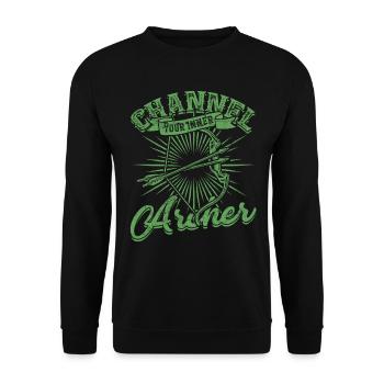 Archery Channel your inner archer - Unisex Sweatshirt - black - Front - Alina (178cm) & Michal (187cm)