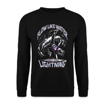 Breakdance Flow Like Water Hit Like Lightning - Unisex Sweatshirt - black - Front - Alina (178cm) & Michal (187cm)