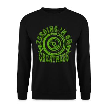 Bogenschießen Bogenschütze Zeroing in on greatness - Unisex Pullover - Schwarz - Vorne - Alina (178cm) & Michal (187cm)