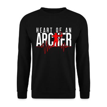 Bogenschießen Bogenschütze Heart of an archer - Unisex Pullover - Schwarz - Vorne - Alina (178cm) & Michal (187cm)
