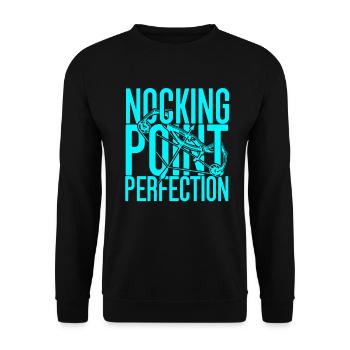 Bogenschießen Nocking point perfection - Unisex Pullover - Schwarz - Vorne - Alina (178cm) & Michal (187cm)