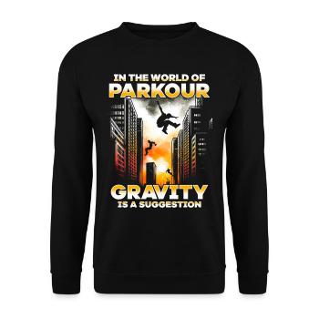 Parkour Parkour runner gravity is a suggestion - Unisex Sweatshirt - black - Front - Alina (178cm) & Michal (187cm)