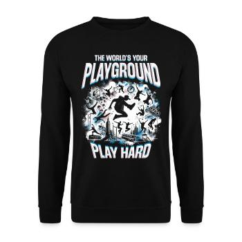 Parkour Le monde est votre terrain de jeu Jouez dur - Sweat-shirt Unisexe - noir - Devant - Alina (178cm) & Michal (187cm)
