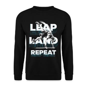 Parkour Parkourläufer Leap land repeat - Unisex Pullover - Schwarz - Vorne - Alina (178cm) & Michal (187cm)