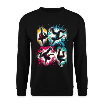 Breakdancing Breakdance B-boy Stunt Street Dancer - Unisex Sweatshirt - black - Front - Alina (178cm) & Michal (187cm)