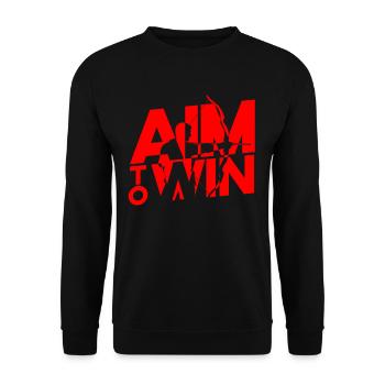 Bogenschießen Bogenschütze Aim to Win - Unisex Pullover - Schwarz - Vorne - Alina (178cm) & Michal (187cm)