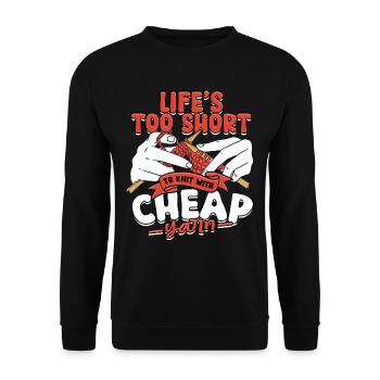 Stricken Life's too short to knit with cheap yarn - Unisex Sweatshirt - black - Front - Alina (178cm) & Michal (187cm)