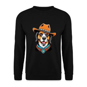 Cute sheriff dog wearing a cowboy hat - Unisex Sweatshirt - black - Front - Alina (178cm) & Michal (187cm)