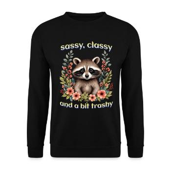 Frech, edel und ein bisschen trashig - Unisex Pullover - Schwarz - Vorne - Alina (178cm) & Michal (187cm)