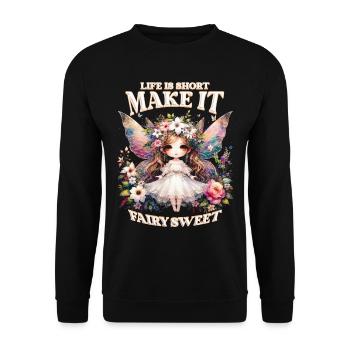 Fairycore Life is short make it fairy sweet - Unisex Sweatshirt - black - Front - Alina (178cm) & Michal (187cm)