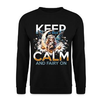 Fee Fairycore Keep calm and fairy on - Unisex Sweatshirt - black - Front - Alina (178cm) & Michal (187cm)