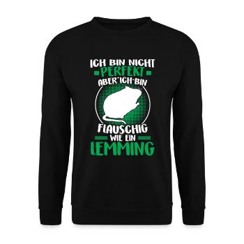 Lemming Not Perfect Vole Lemming - Unisex Sweatshirt - black - Front - Alina (178cm) & Michal (187cm)