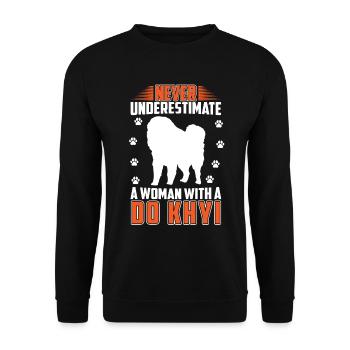 Woman with Do Khyi Tibetan Mastiff Tibetan Mastiff - Unisex Sweatshirt - black - Front - Alina (178cm) & Michal (187cm)