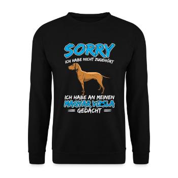Thinking of Magyar Vizsla Pointing Dog - Unisex Sweatshirt - black - Front - Alina (178cm) & Michal (187cm)