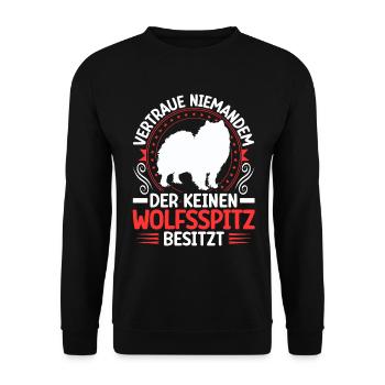 Wolfspitz Je possède un Keeshond - Sweat-shirt Unisexe - noir - Devant - Alina (178cm) & Michal (187cm)