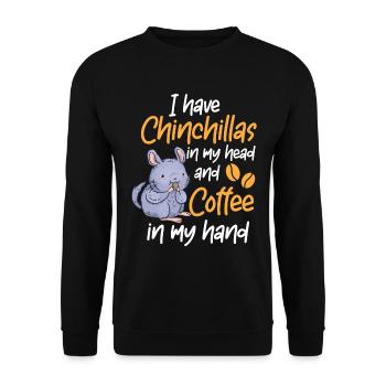 Chinchilla et Chinchillas rongeurs du café - Sweat-shirt Unisexe - noir - Devant - Alina (178cm) & Michal (187cm)