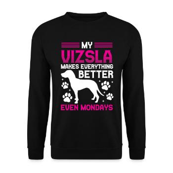 Magyar Vizsla makes everything better Pointing Dog - Unisex Sweatshirt - black - Front - Alina (178cm) & Michal (187cm)