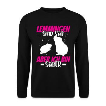 Lemmings Are Cute Vole Lemming - Unisex Sweatshirt - black - Front - Alina (178cm) & Michal (187cm)