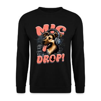 Podcast Podcaster Podcasting Mic Drop! - Unisex Pullover - Schwarz - Vorne - Alina (178cm) & Michal (187cm)