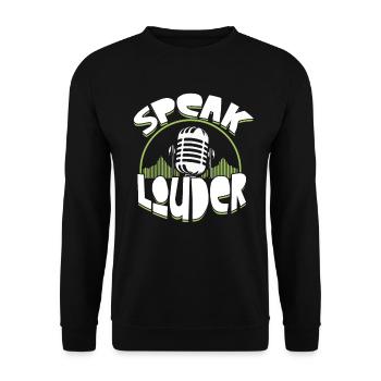 Podcast Podcaster Podcasting Speak Louder - Unisex Pullover - Schwarz - Vorne - Alina (178cm) & Michal (187cm)