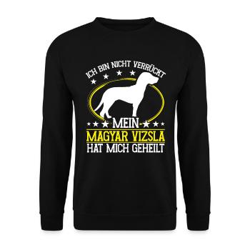 Magyar Vizsla cured me pointing dog - Unisex Sweatshirt - black - Front - Alina (178cm) & Michal (187cm)