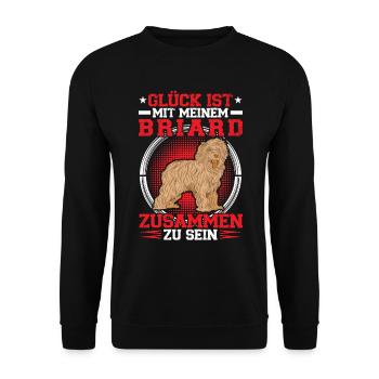 Bei meinem Briard sein Berger de Brie - Unisex Pullover - Schwarz - Vorne - Alina (178cm) & Michal (187cm)