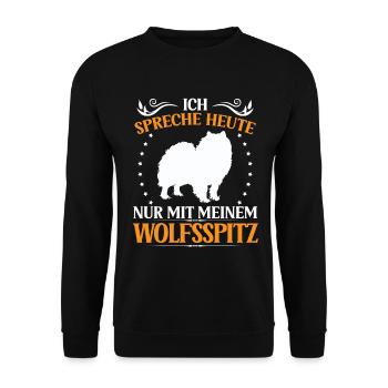 Wolfspitz Ne parlez qu’à Keeshond - Sweat-shirt Unisexe - noir - Devant - Alina (178cm) & Michal (187cm)