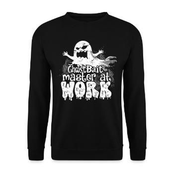 Geisterköder Ghost Bait Master At Work - Unisex Pullover - Schwarz - Vorne - Alina (178cm) & Michal (187cm)