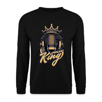 Podcast King Podcaster Podcasting - Unisex Pullover - Schwarz - Vorne - Alina (178cm) & Michal (187cm)