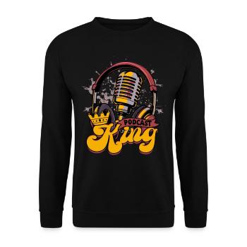 Podcast King Podcaster Podcasting - Unisex Pullover - Schwarz - Vorne - Alina (178cm) & Michal (187cm)