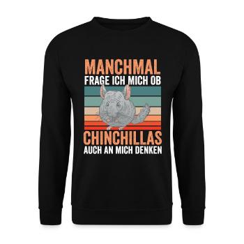Chinchilla Thinking of Me Rodent Chinchillas - Unisex Sweatshirt - black - Front - Alina (178cm) & Michal (187cm)