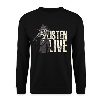 Podcast Podcaster Podcasting Listen Live - Unisex Pullover - Schwarz - Vorne - Alina (178cm) & Michal (187cm)