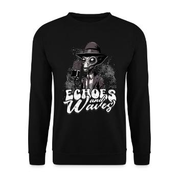 Podcast Podcaster Podcasting Echoes And Waves - Unisex Pullover - Schwarz - Vorne - Alina (178cm) & Michal (187cm)