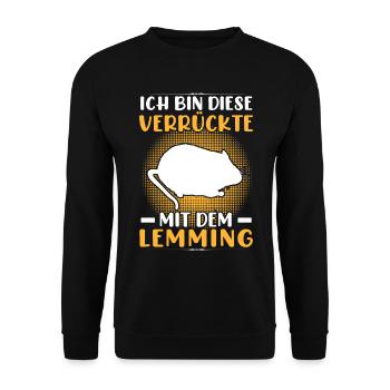 Crazy with Lemming Vole Lemming - Unisex Sweatshirt - black - Front - Alina (178cm) & Michal (187cm)