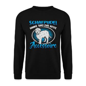 Schafpudel Haare Spruch Altdeutscher Hütehund - Unisex Pullover - Schwarz - Vorne - Alina (178cm) & Michal (187cm)
