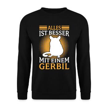 Tout va mieux avec Gerbille Rongeur Gerbille - Sweat-shirt Unisexe - noir - Devant - Alina (178cm) & Michal (187cm)