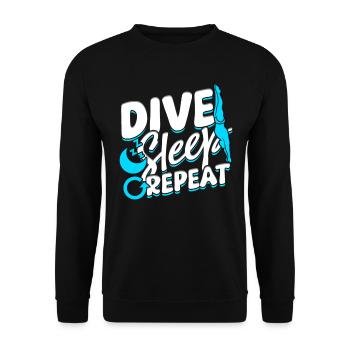Taucher Sporttauchen Tauchen Dive Sleep Repeat - Unisex Pullover - Schwarz - Vorne - Alina (178cm) & Michal (187cm)