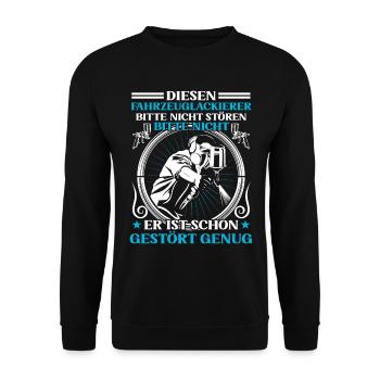 Fahrzeuglackierer ist schon gestört Lackierer - Unisex Sweatshirt - black - Front - Alina (178cm) & Michal (187cm)