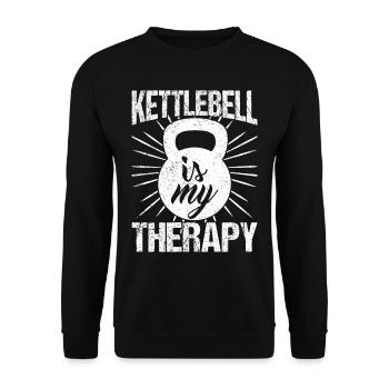 Gym Junkies Kettlebell Is My Therapy Calisthenics - Unisex Sweatshirt - black - Front - Alina (178cm) & Michal (187cm)
