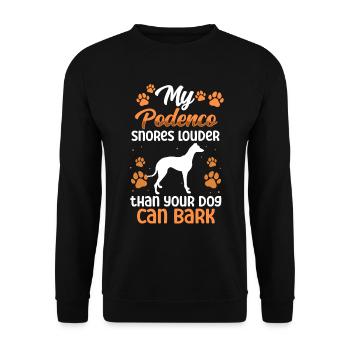Podenco snores loudly Greyhound Podenco - Unisex Sweatshirt - black - Front - Alina (178cm) & Michal (187cm)