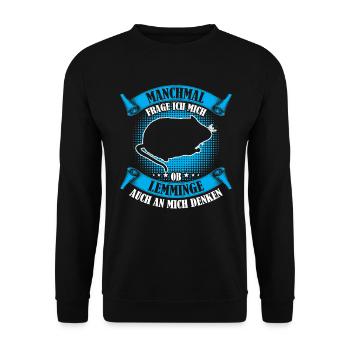 Lemmings Thinking of Me Vole Lemming - Unisex Sweatshirt - black - Front - Alina (178cm) & Michal (187cm)
