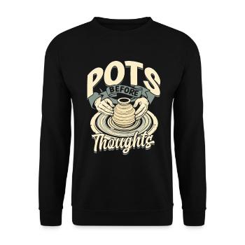 Poterie Poterie Poterie Pots Avant Pensées - Sweat-shirt Unisexe - noir - Devant - Alina (178cm) & Michal (187cm)