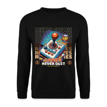 Les joueurs de jeux rétro n’arrêtent jamais de jouer avec passion - Sweat-shirt Unisexe - noir - Devant - Alina (178cm) & Michal (187cm)