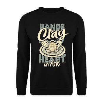 Poterie Poterie Poterie Mains En Argile Coeur Dans L’art - Sweat-shirt Unisexe - noir - Devant - Alina (178cm) & Michal (187cm)