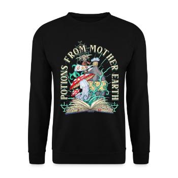 Apotheker Kräutersammler Potions From Mother Earth - Unisex Pullover - Schwarz - Vorne - Alina (178cm) & Michal (187cm)